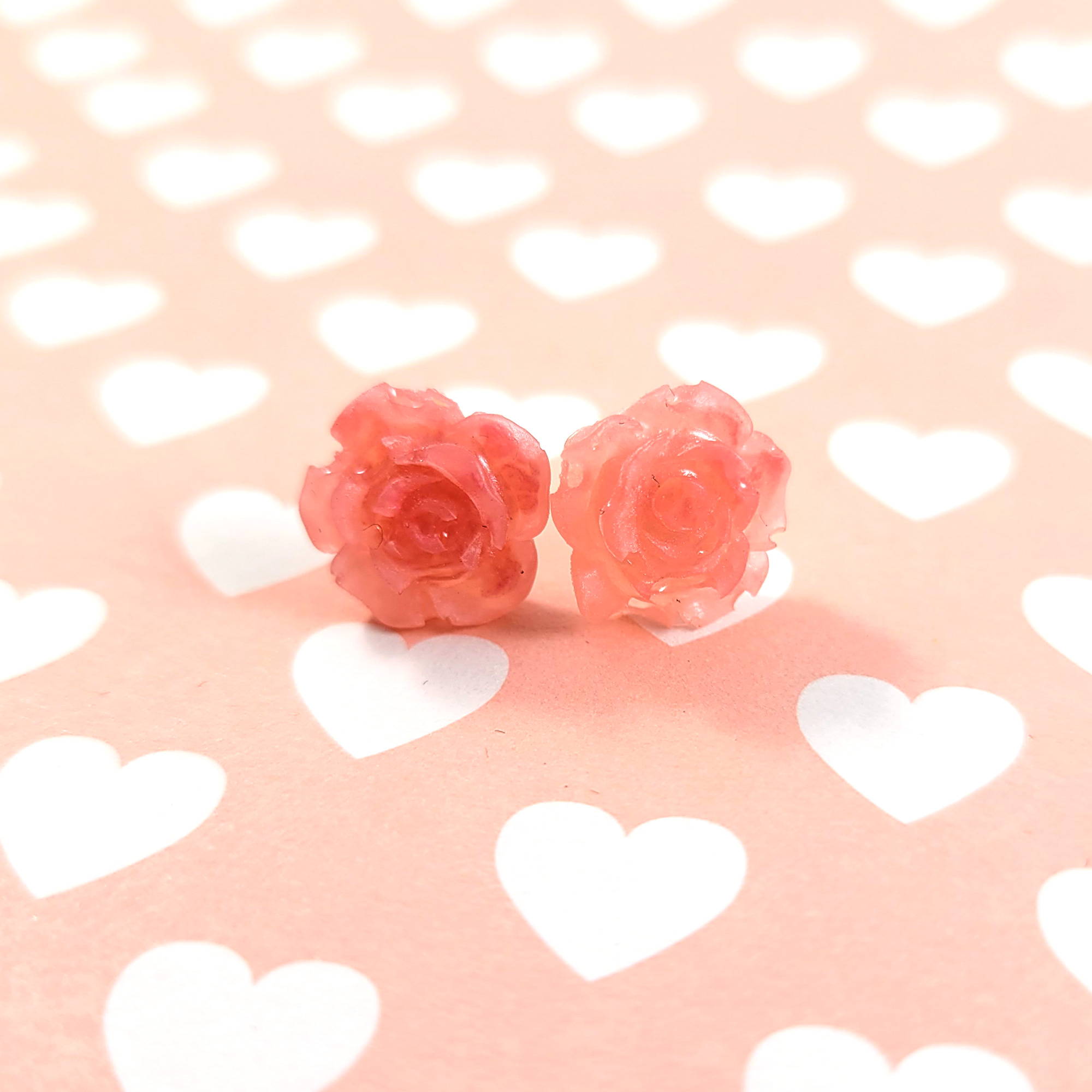 Pink Kawaii Rose Earrings by Wilde Designs