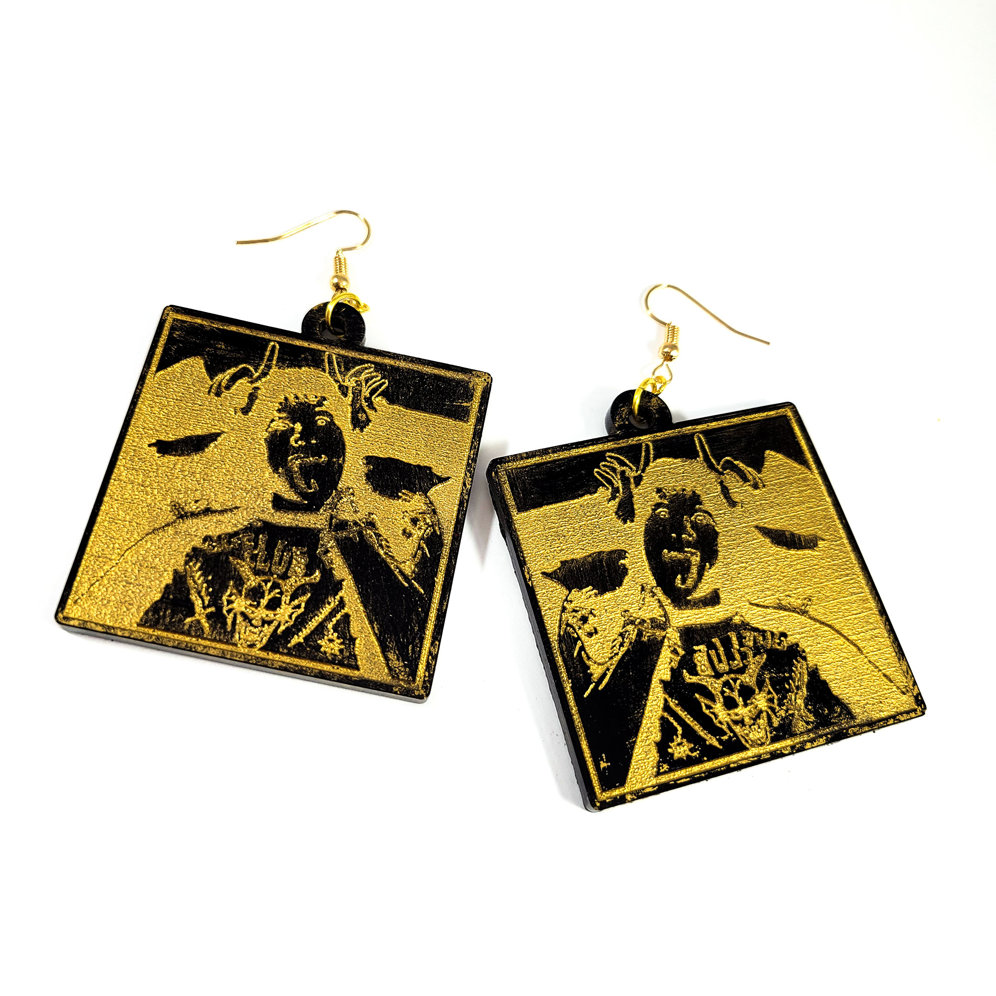 Black & Gold Dungeonmaster Earrings by Wilde Designs