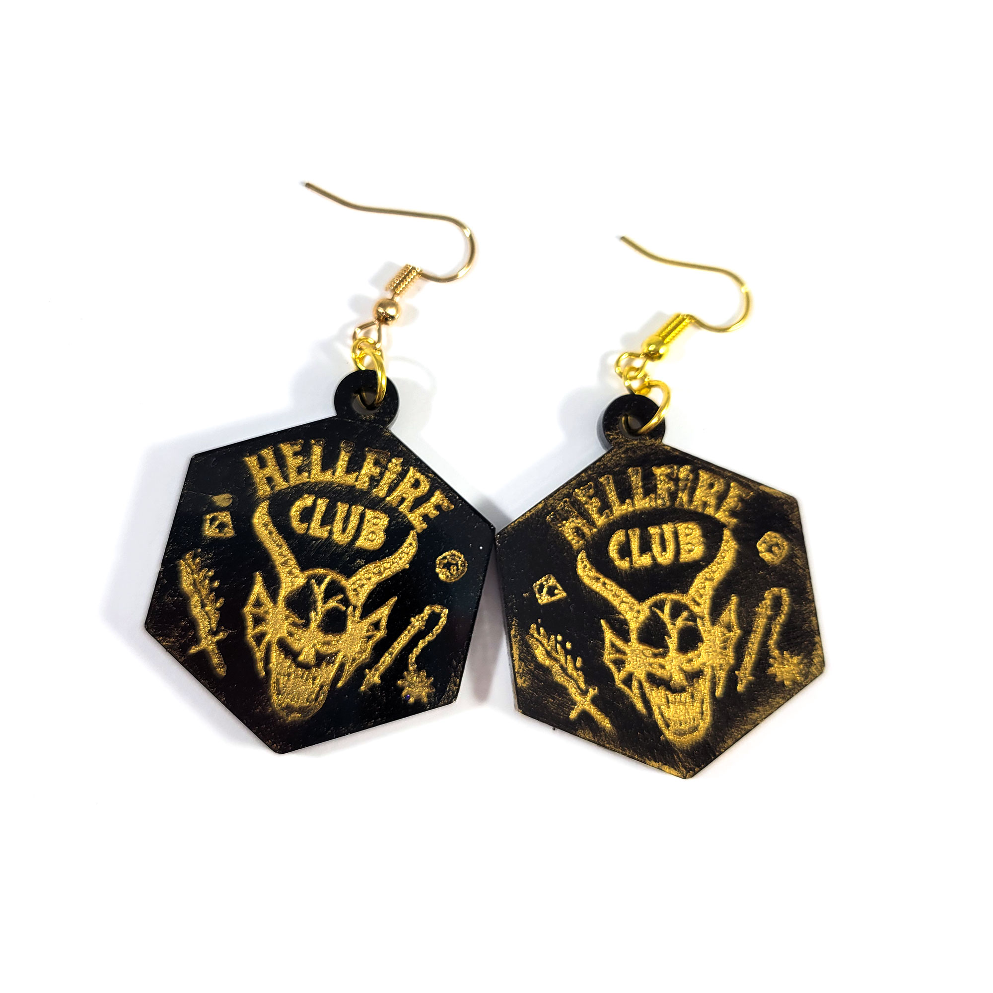 Black & Gold D&D Club Earrings by Wilde Designs