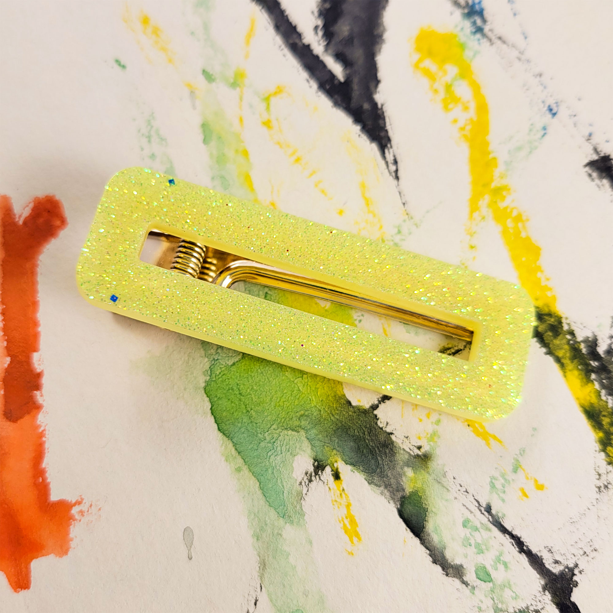 Neon Yellow Bar Hair Clip by Wilde Designs