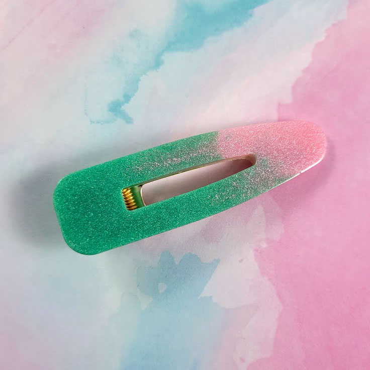 Soft Pink & Green Bar Hair Clip by Wilde Designs