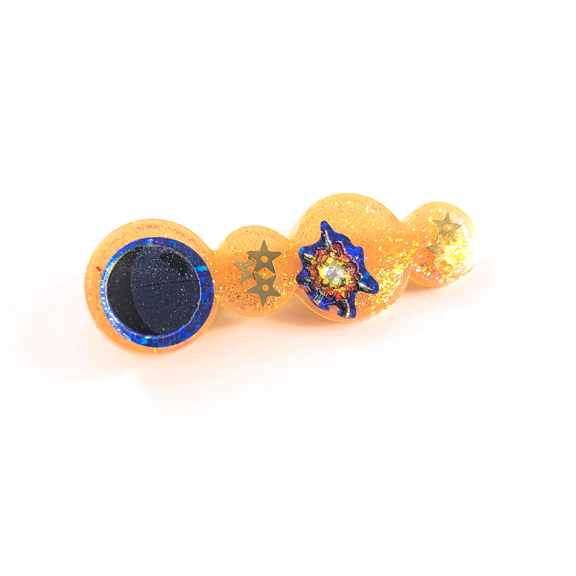 Orange Galaxy Bubbles Hair Clip by Wilde Designs