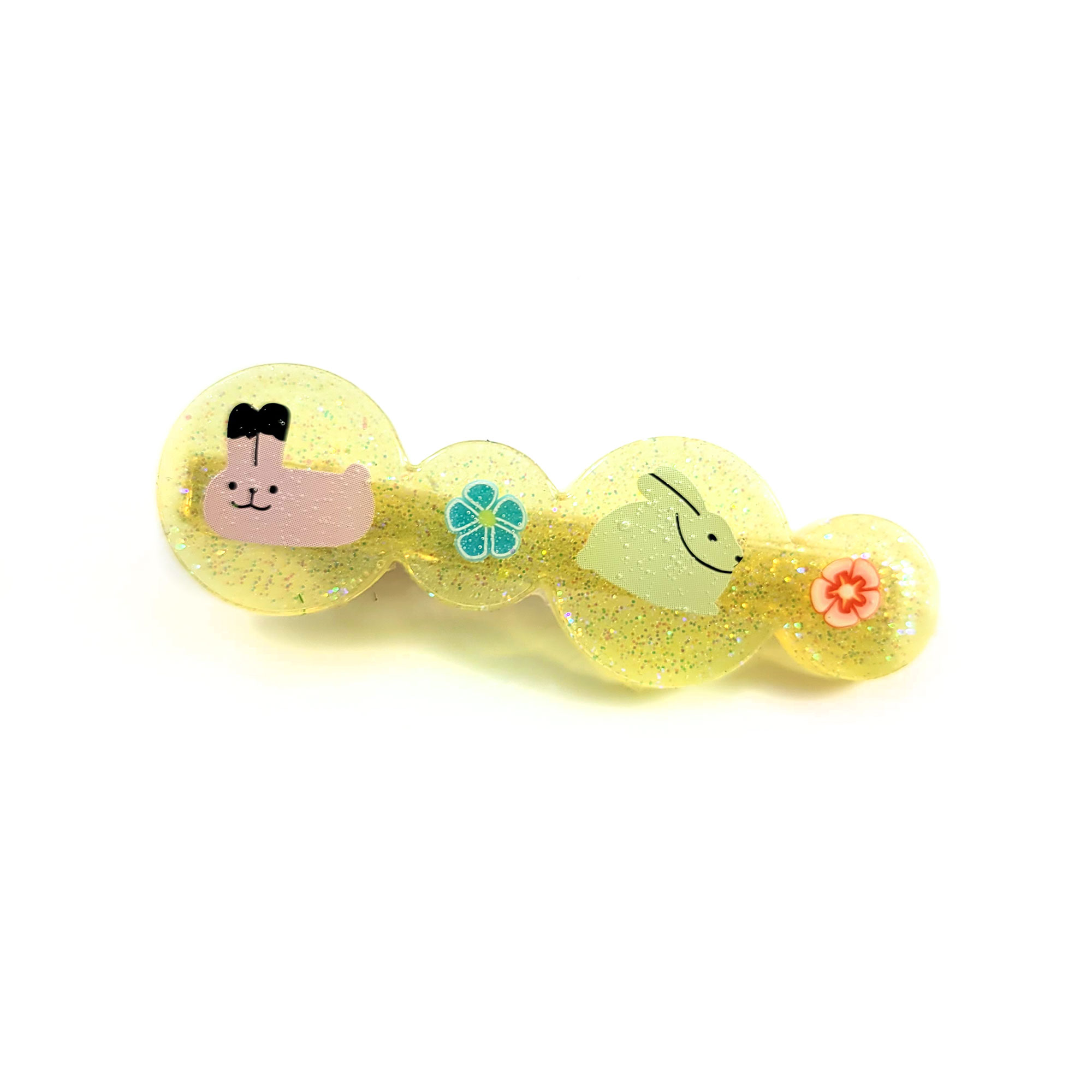Yellow Bunnies in Bubbles Hair Clip by Wilde Designs