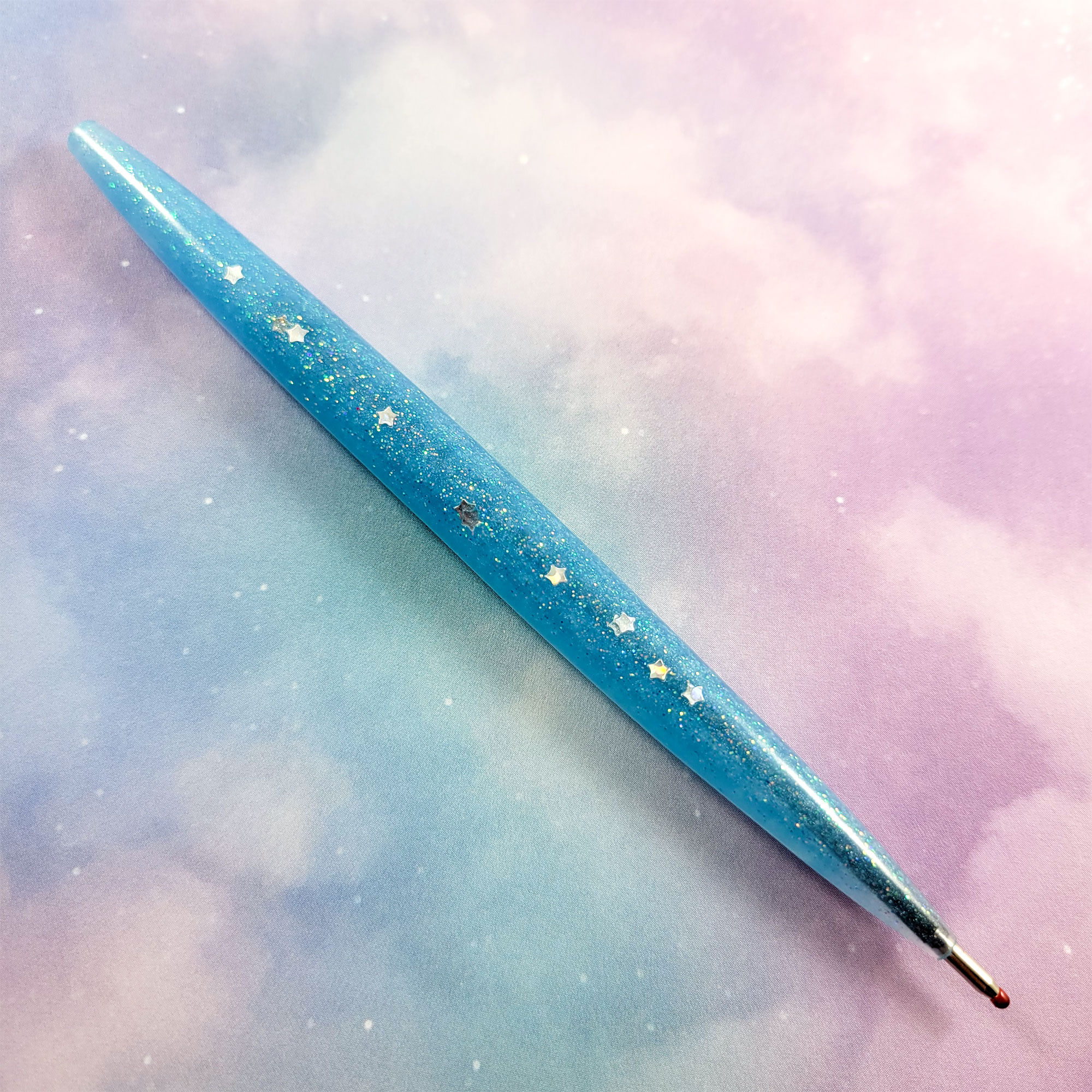 Glittery Blue Handmade Ball Point Pens by Wilde Designs