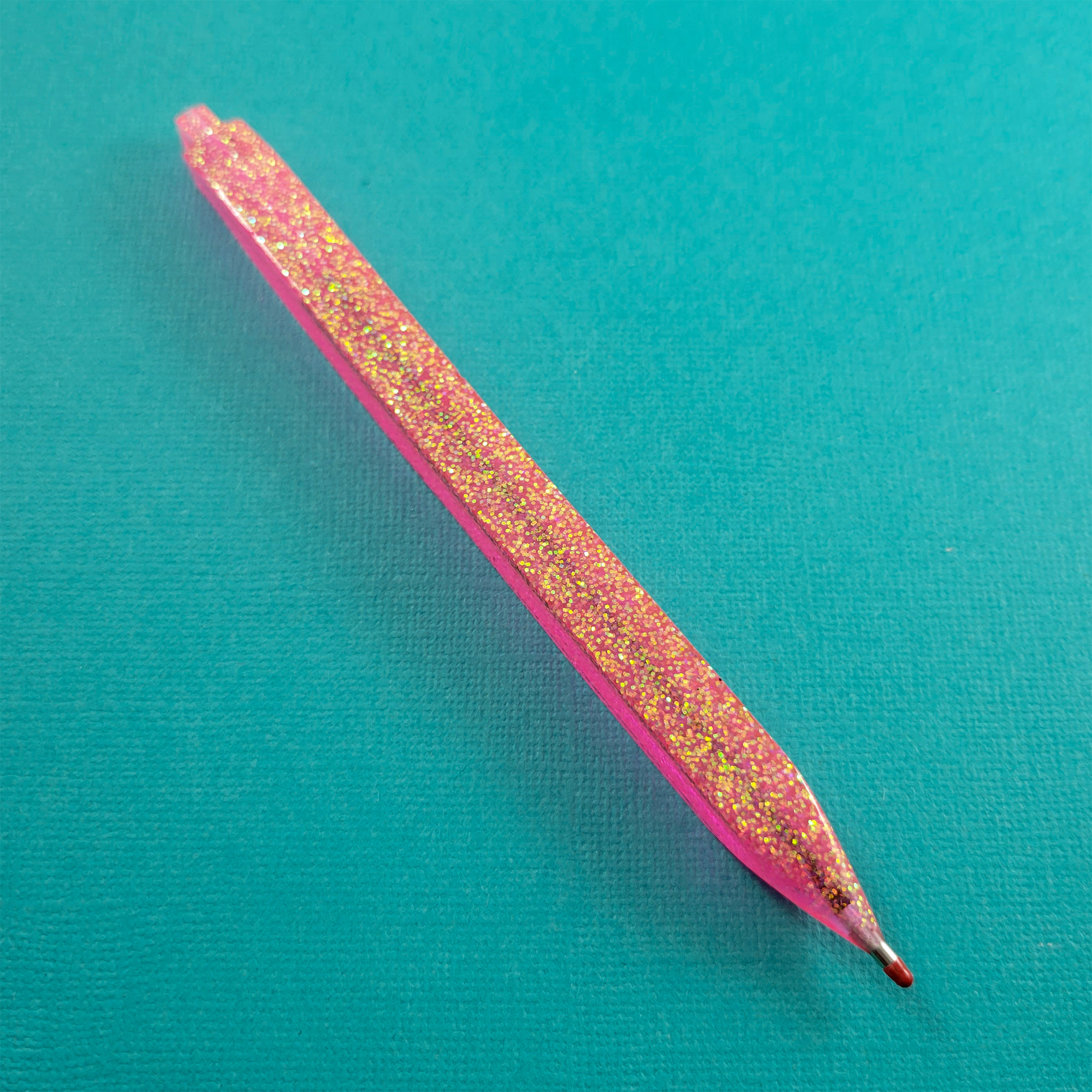 Glittery Neon Pink Handmade Ball Point Pen by Wilde Designs