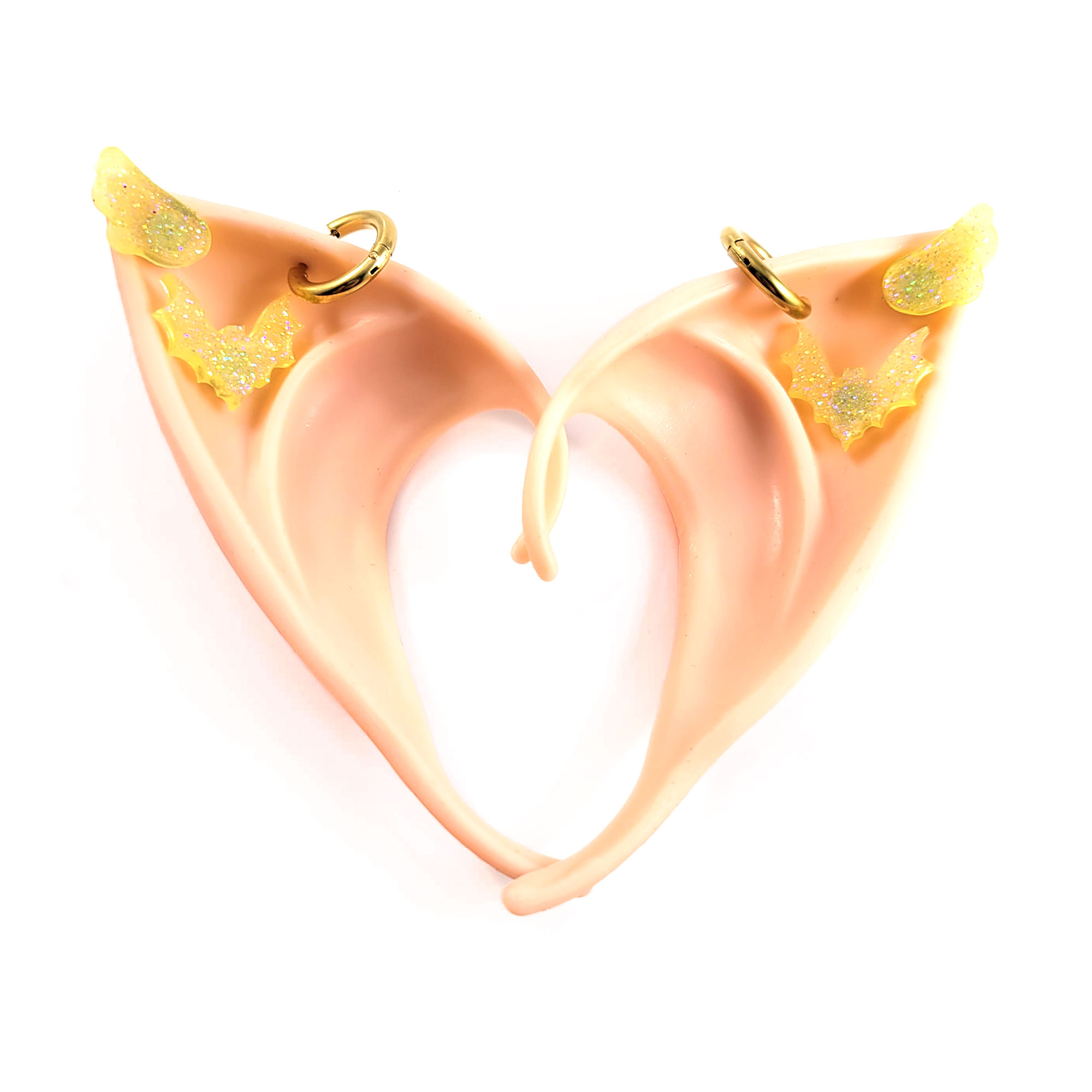 Peach Elf Ears with Neon Yellow Earrings by Wilde Designs