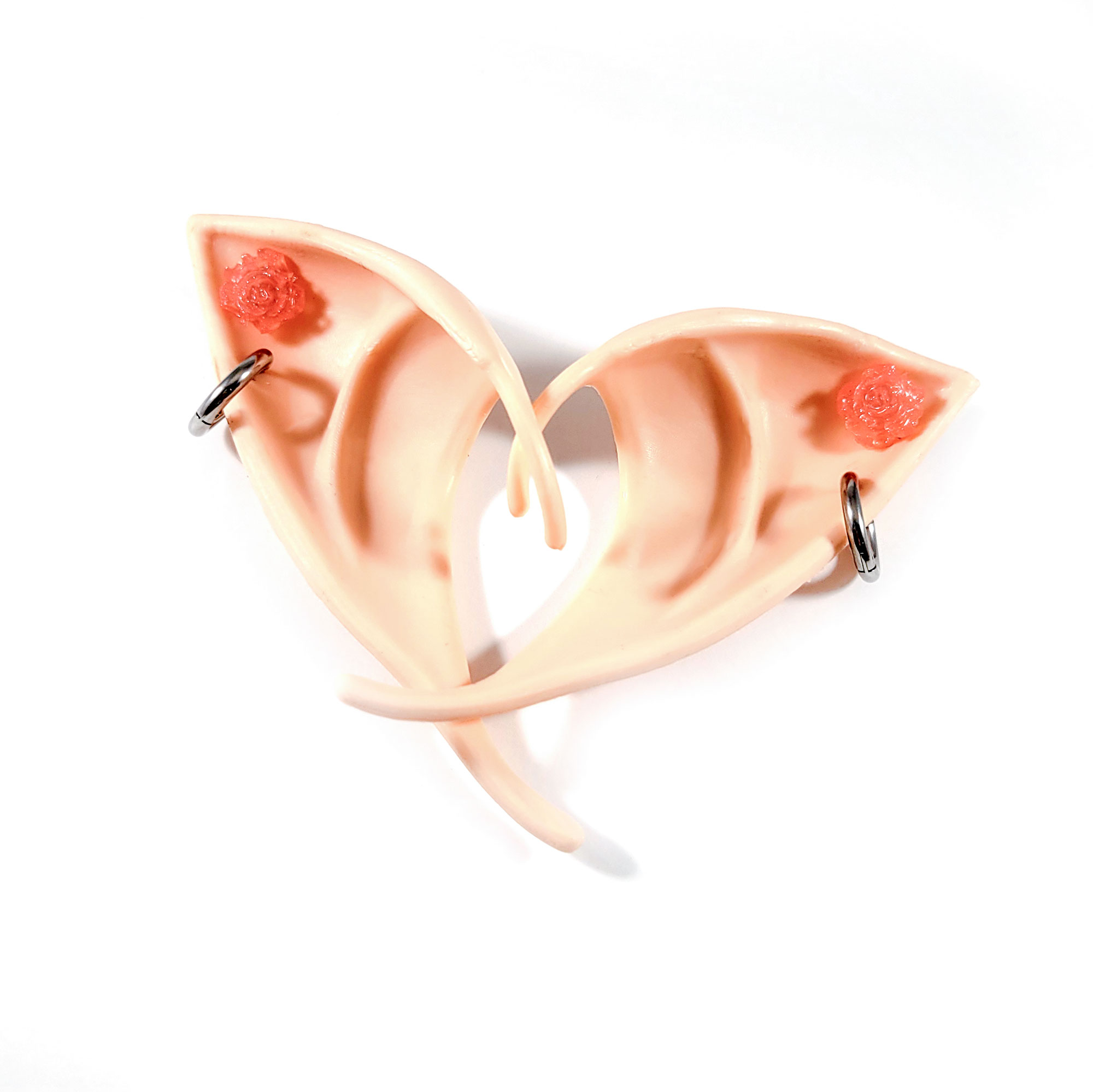 Peach Elf Ears with Pink Roses by Wilde Designs