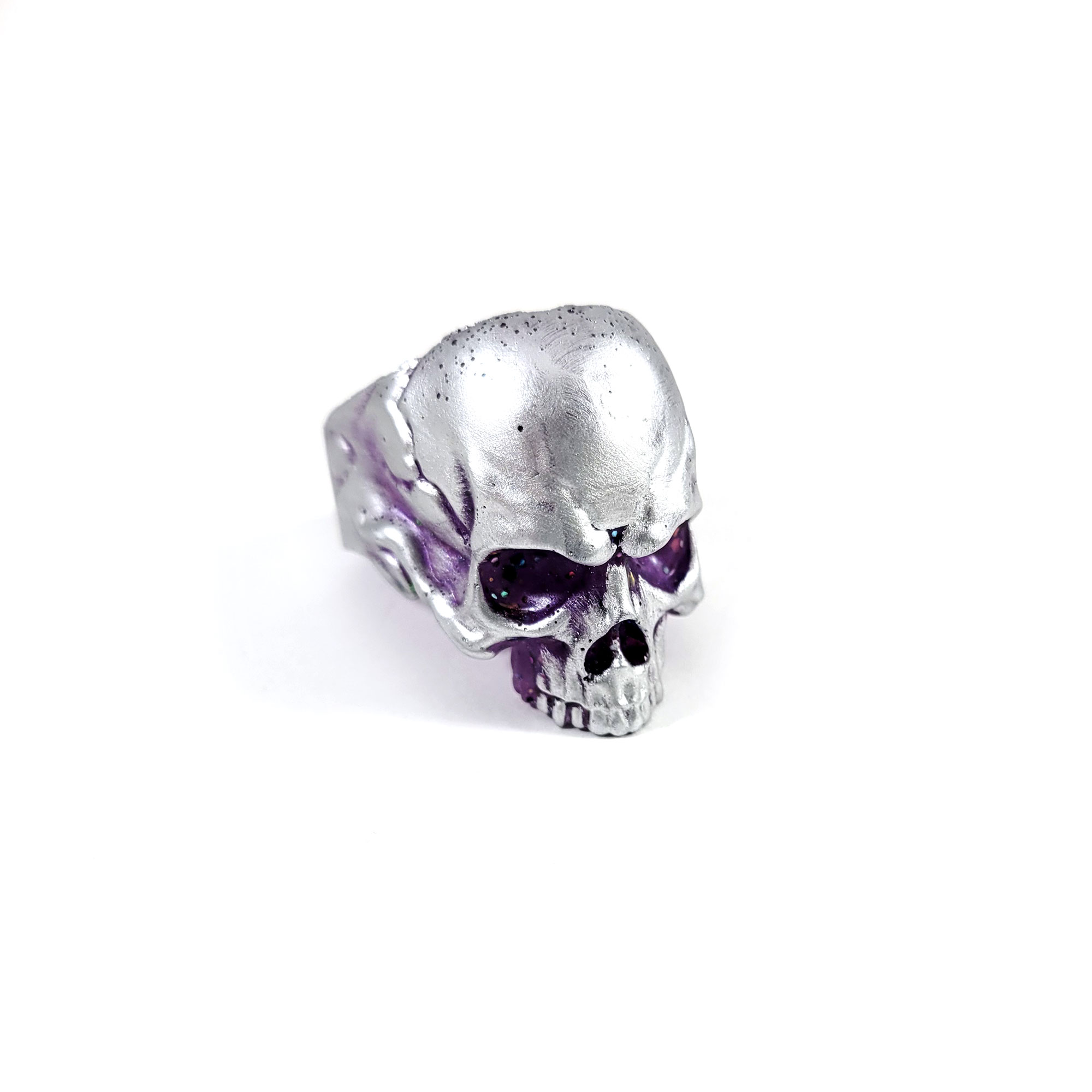 Silver & Purple Chunky Skull Ring by Wilde Designs