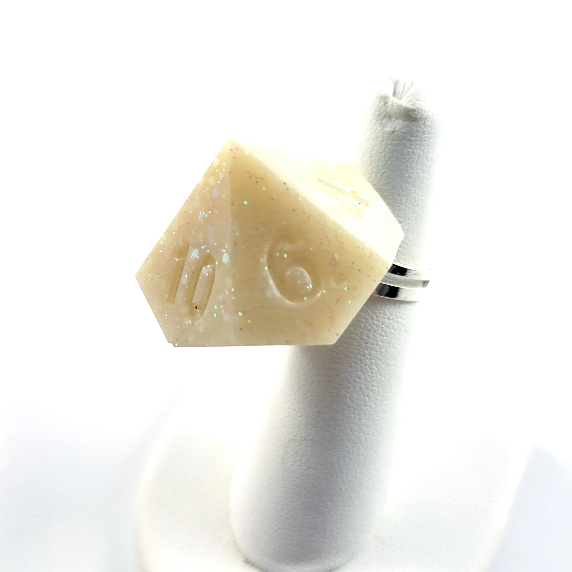 White Roll the Dice Gamer Ring by Wilde Designs
