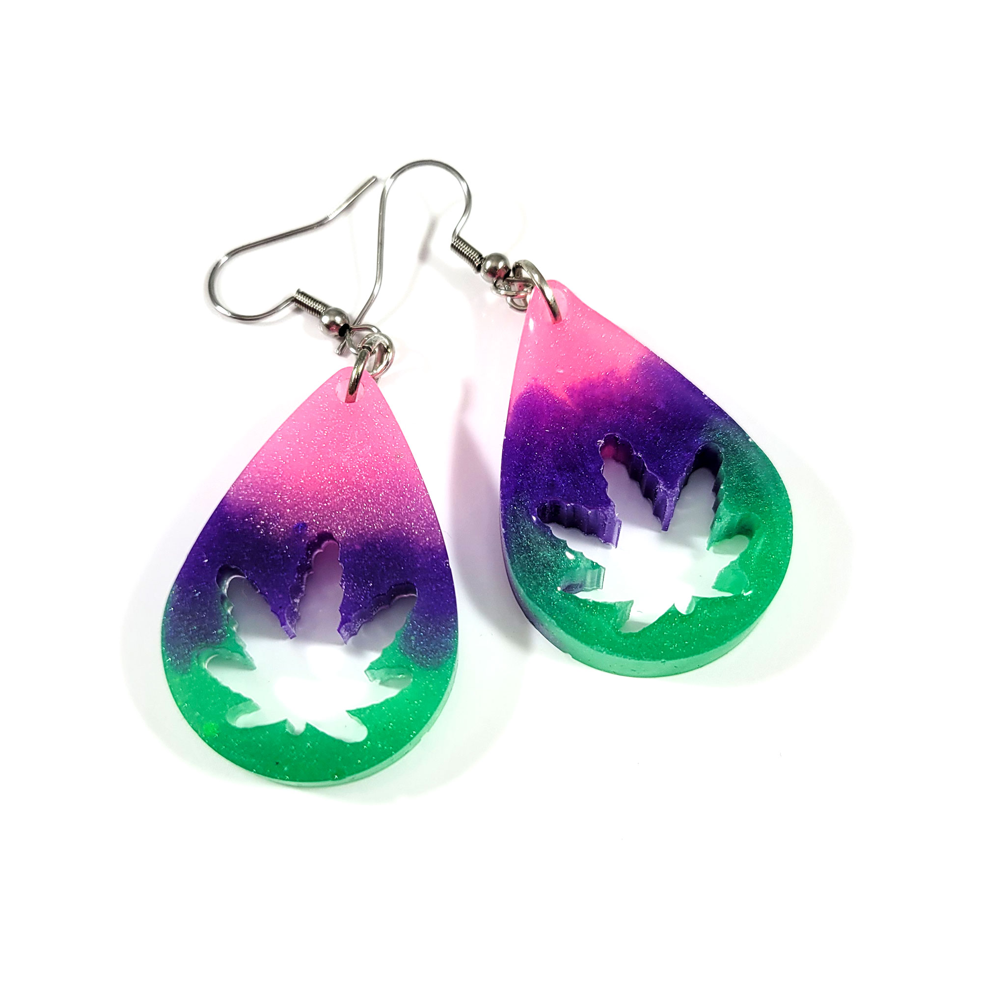 Psychadelic Leaf Earrings by Wilde Designs