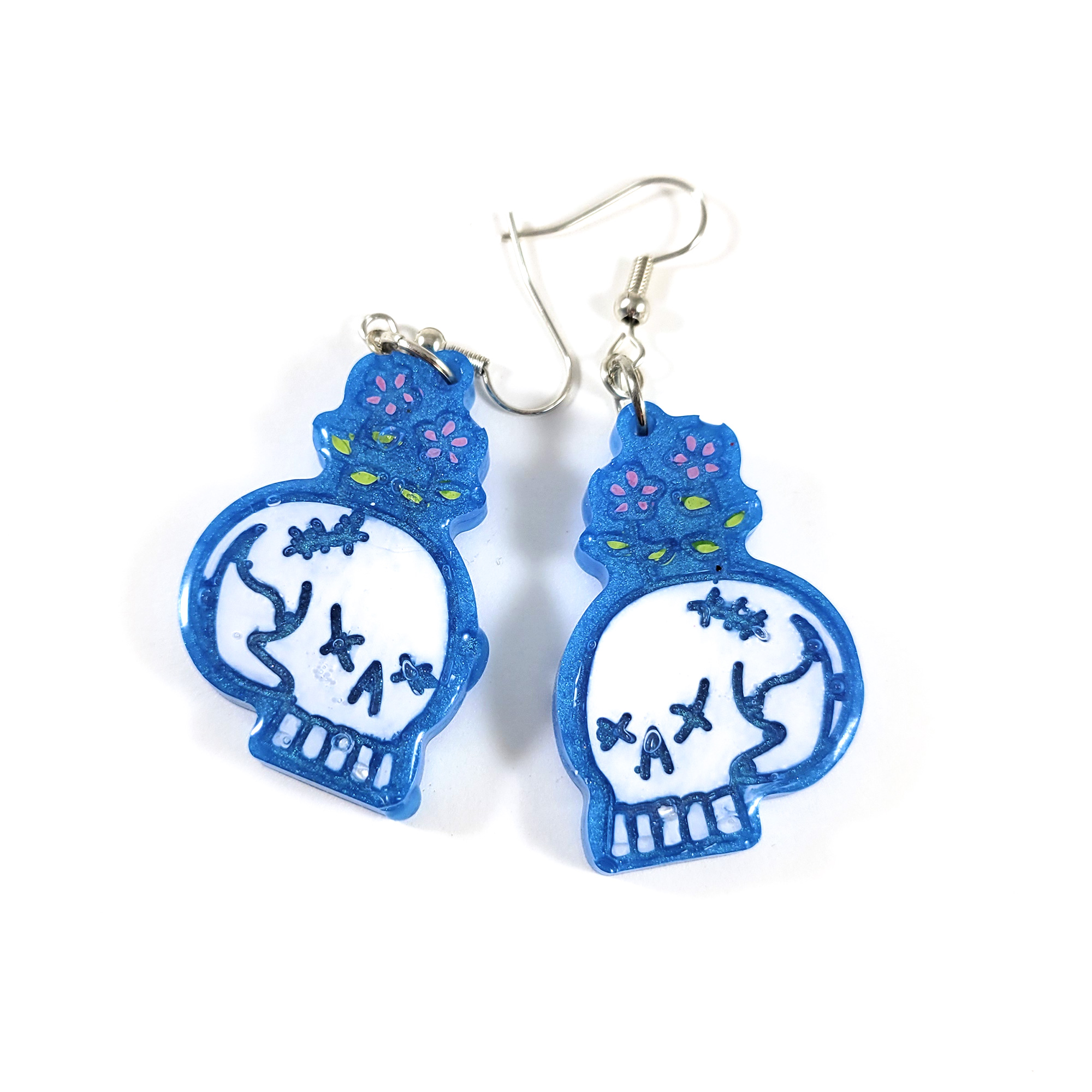 Blue Life from Death Skull Earrings by Wilde Designs