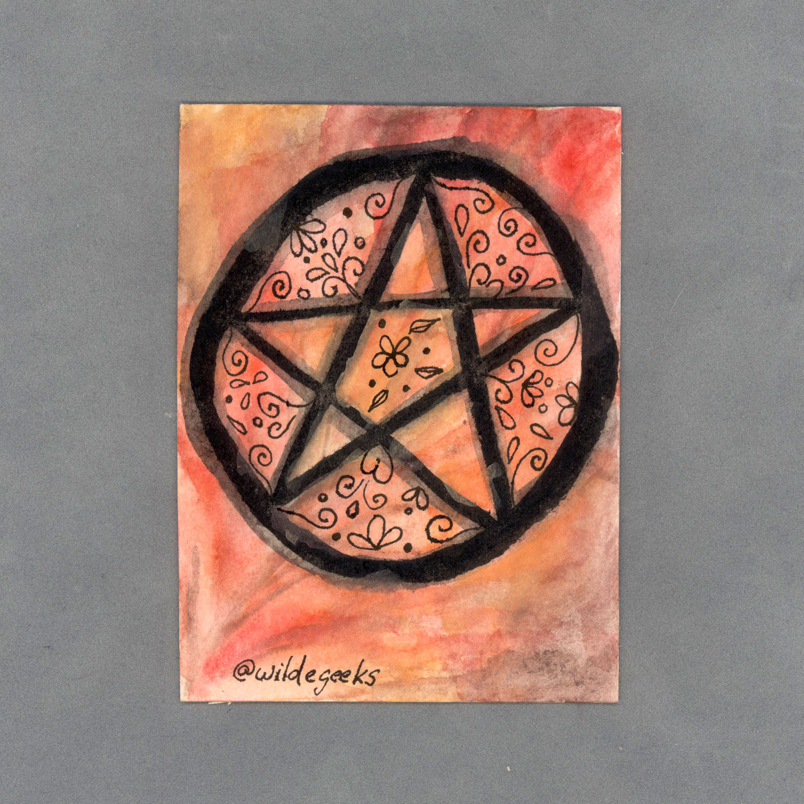 Autumn Blessed Circle Watercolor Card by Wilde Designs
