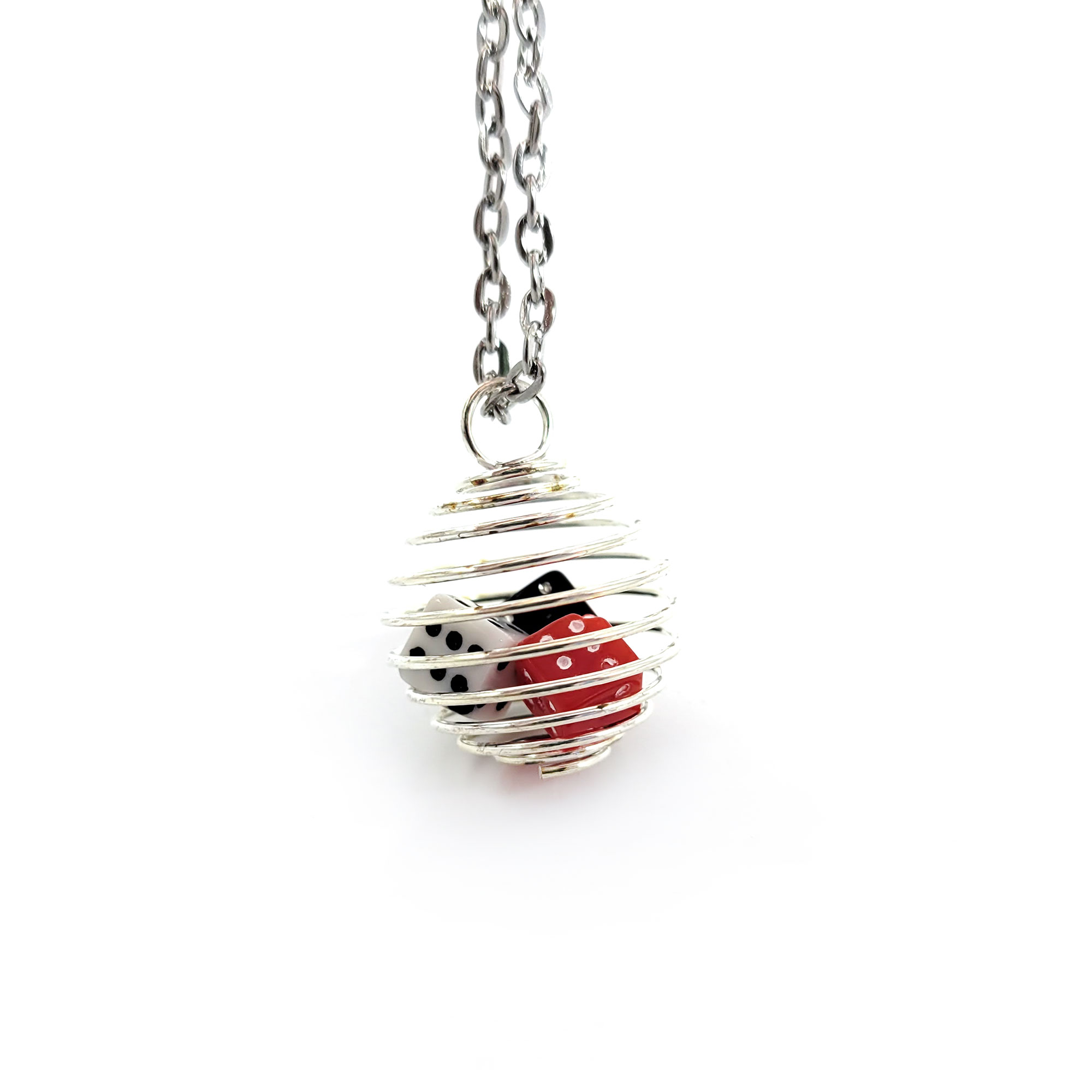 Black and White and Red All Over Dice Necklace by Wilde Designs