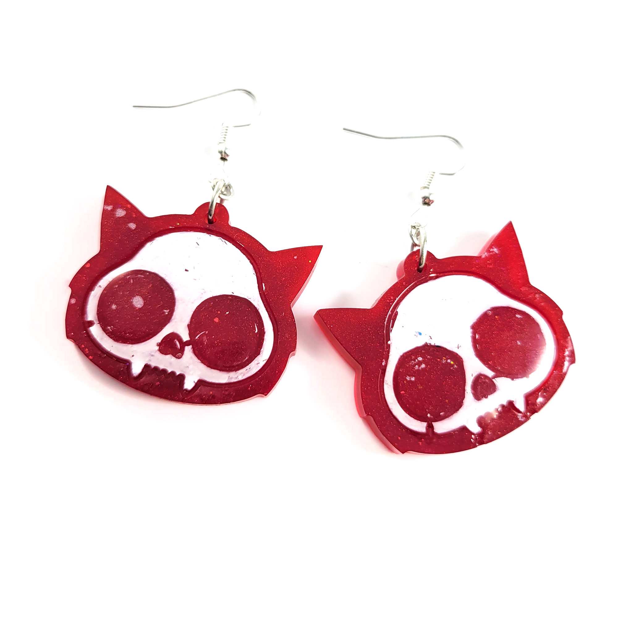 Spooky Cute Cat Skull Earrings by Wilde Designs