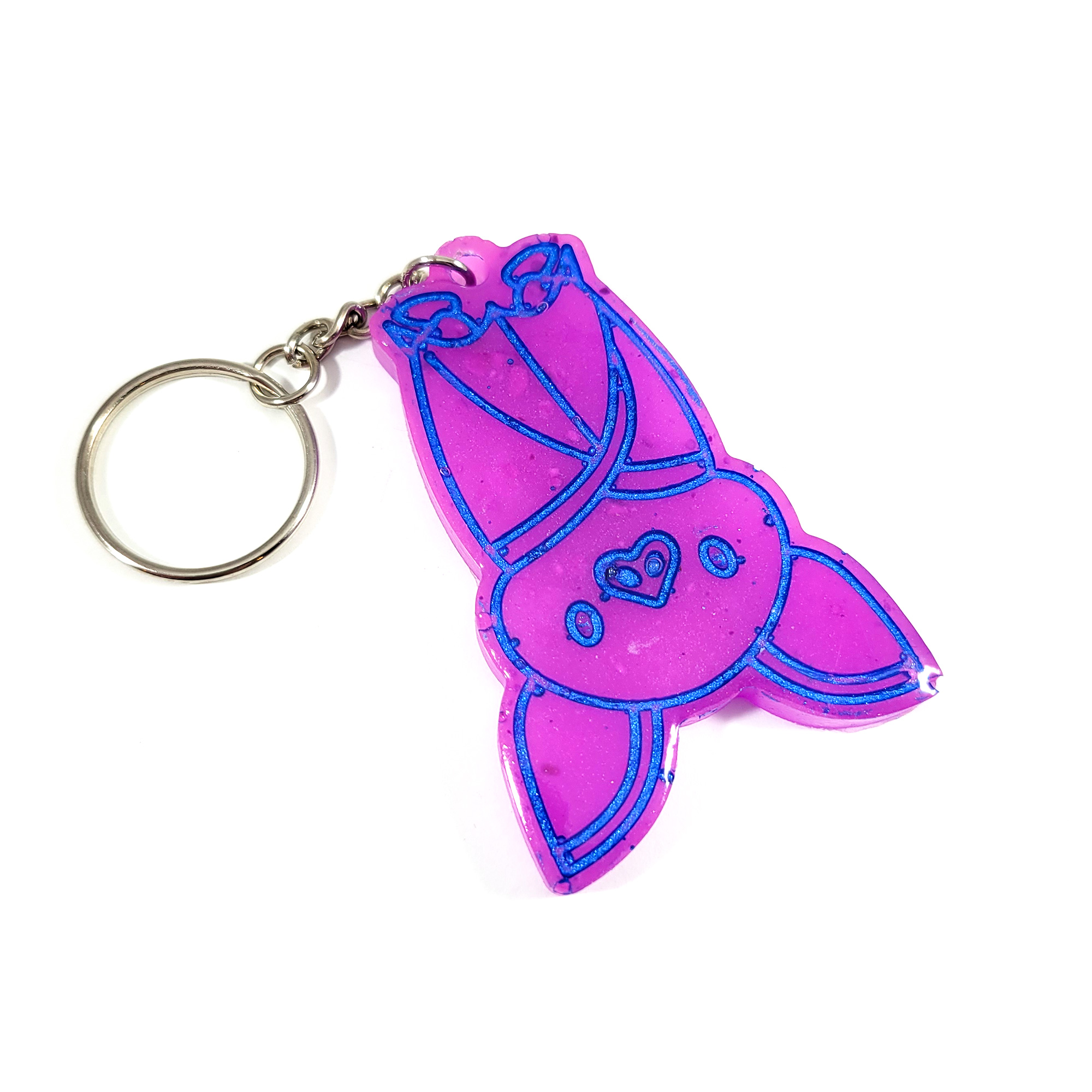 Purple & Blue Glow in the Dark Sleeping Baby Bat Keychain by Wilde Designs