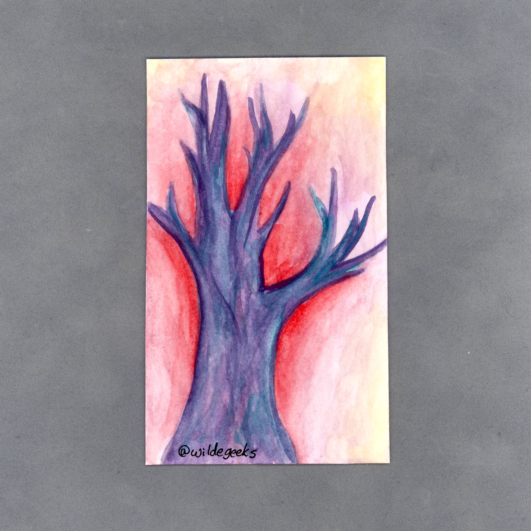 Burning Branch Watercolor Card by Wilde Designs