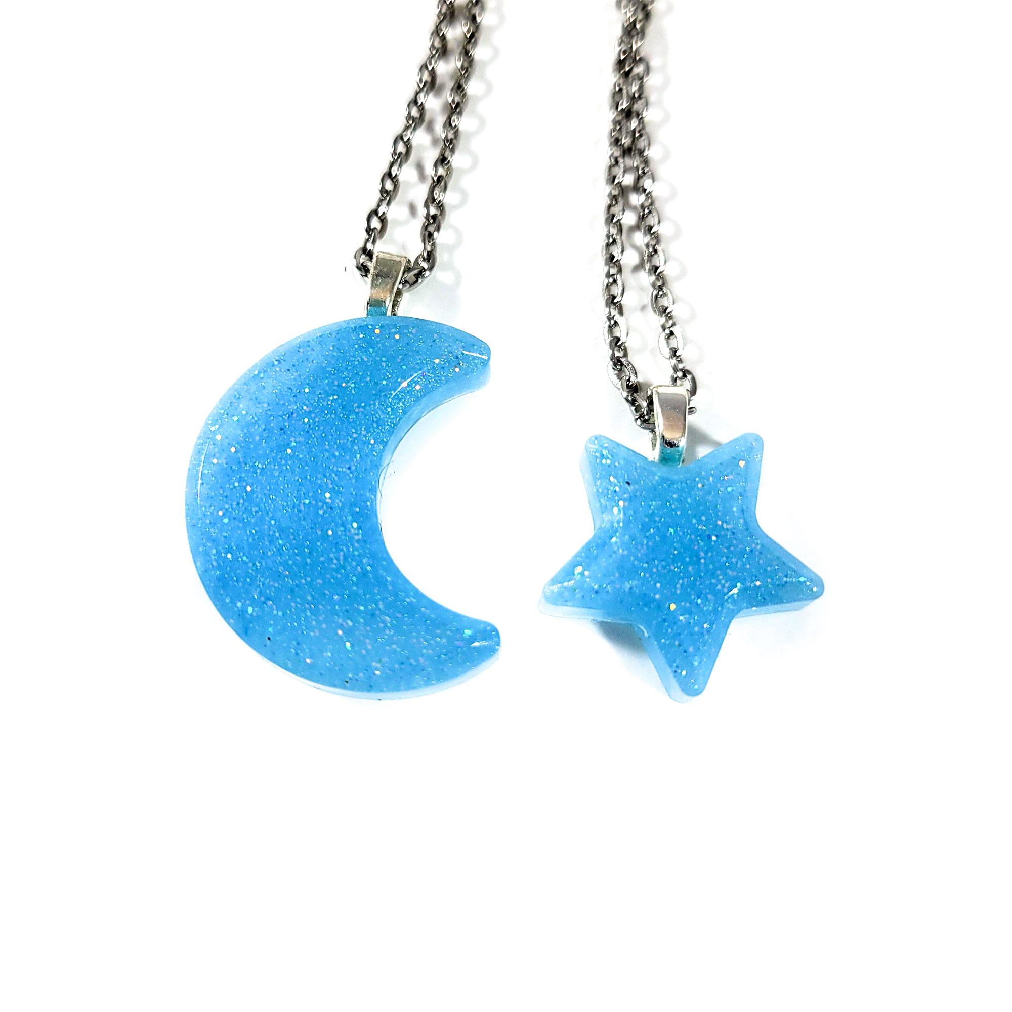 Light Blue Moon and Stars Friendship Necklaces by Wilde Designs