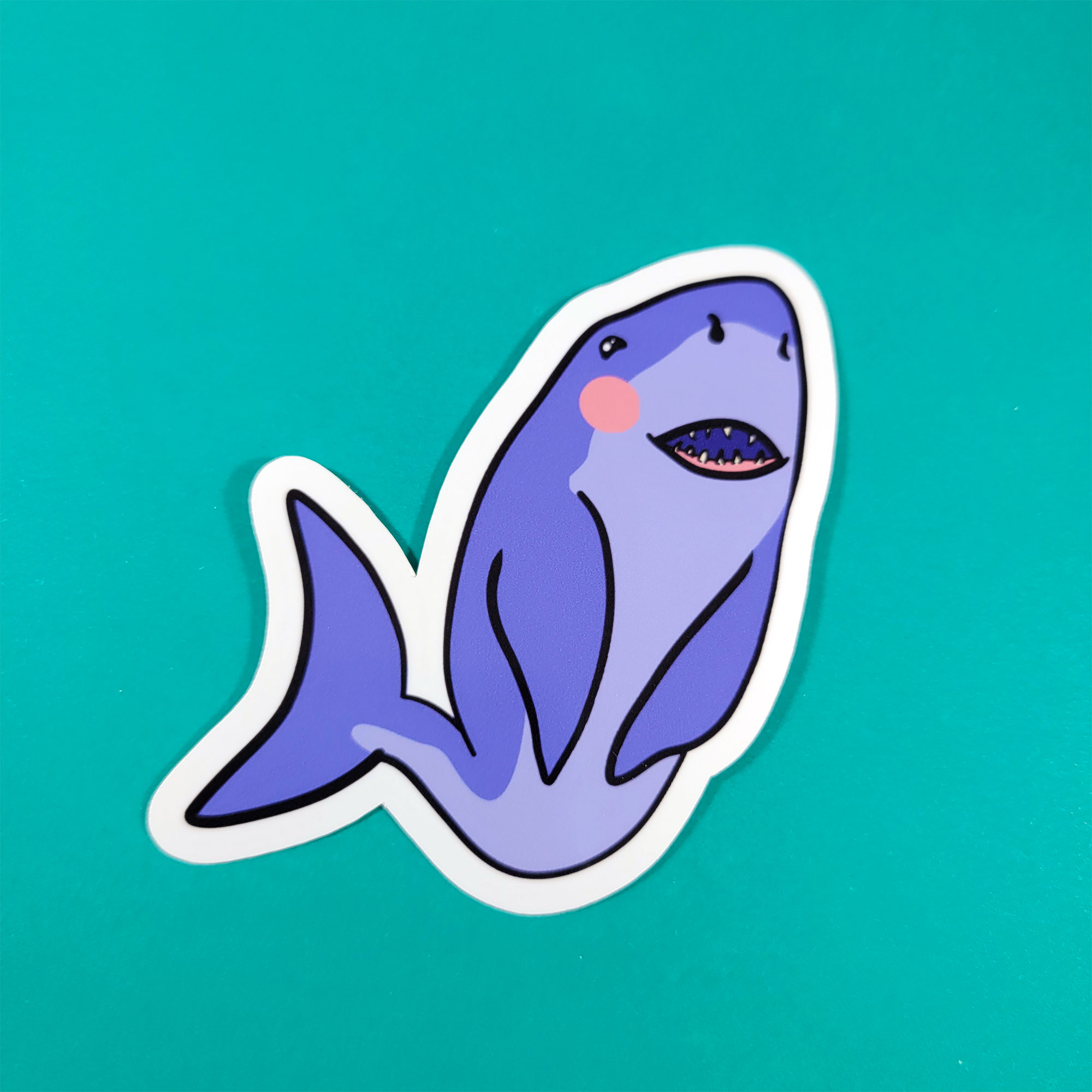 Blushing Shark Vinyl Sticker by Wilde Designs