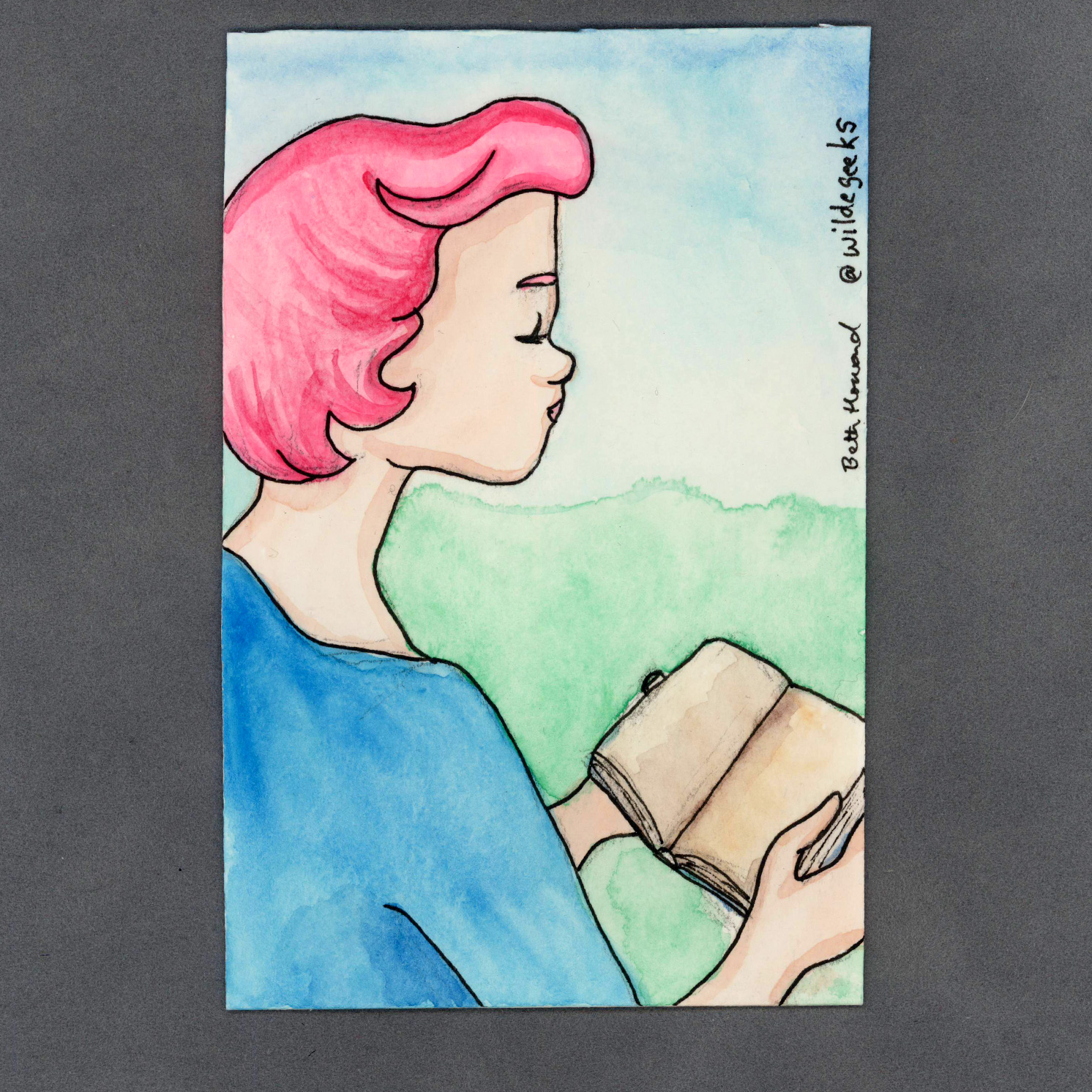 Reading Outside Watercolor Card by Wilde Designs