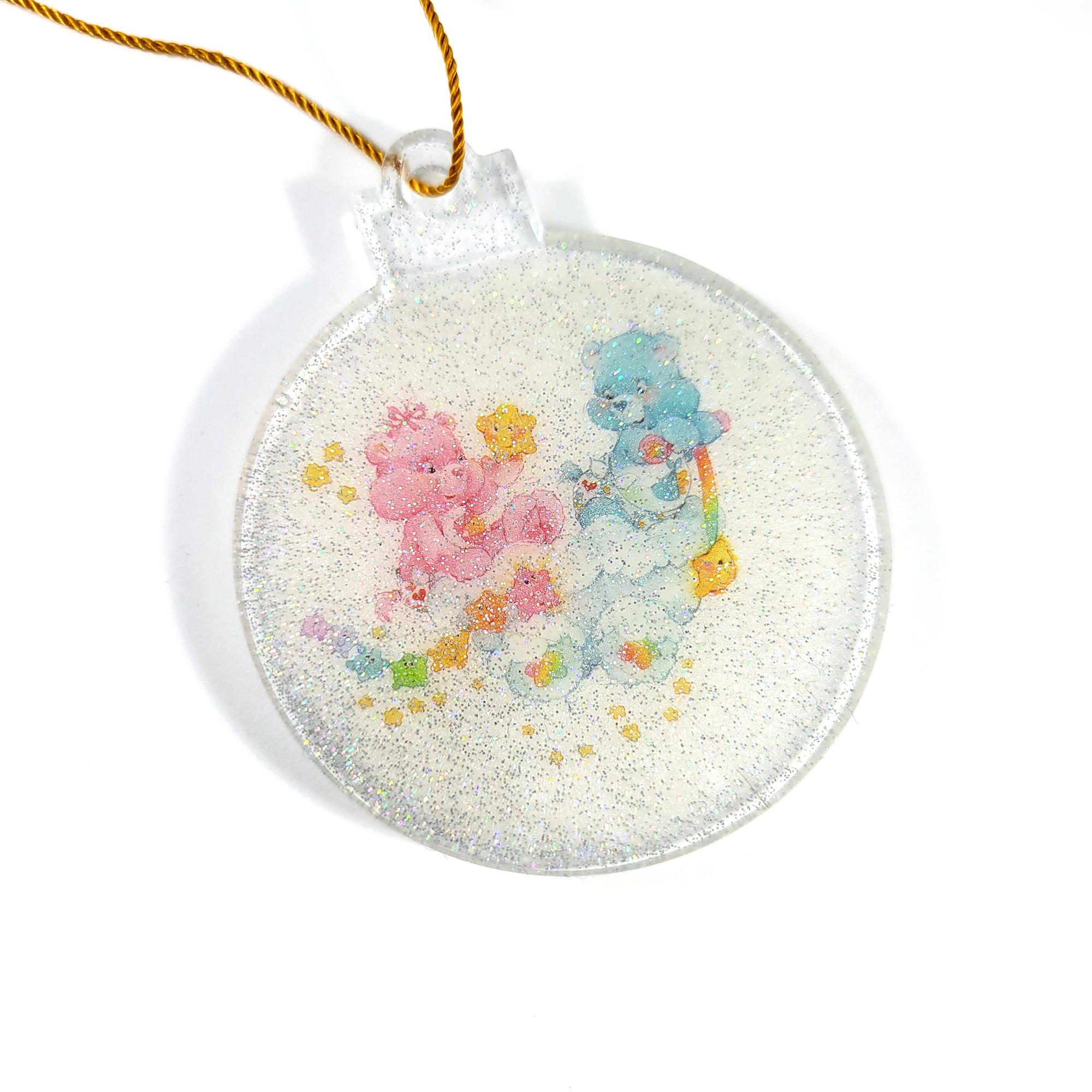 Rainbow Bear Cute Round Ornament by Wilde Designs