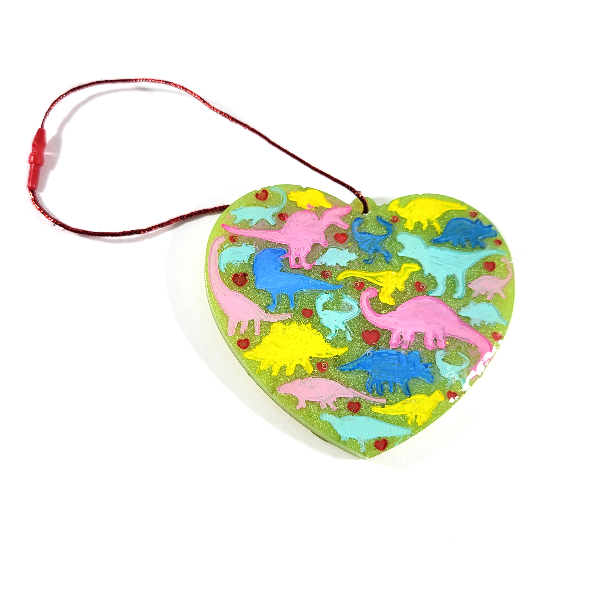 Jurassic Cuties Pastel Dino Heart Ornament by Wilde Designs