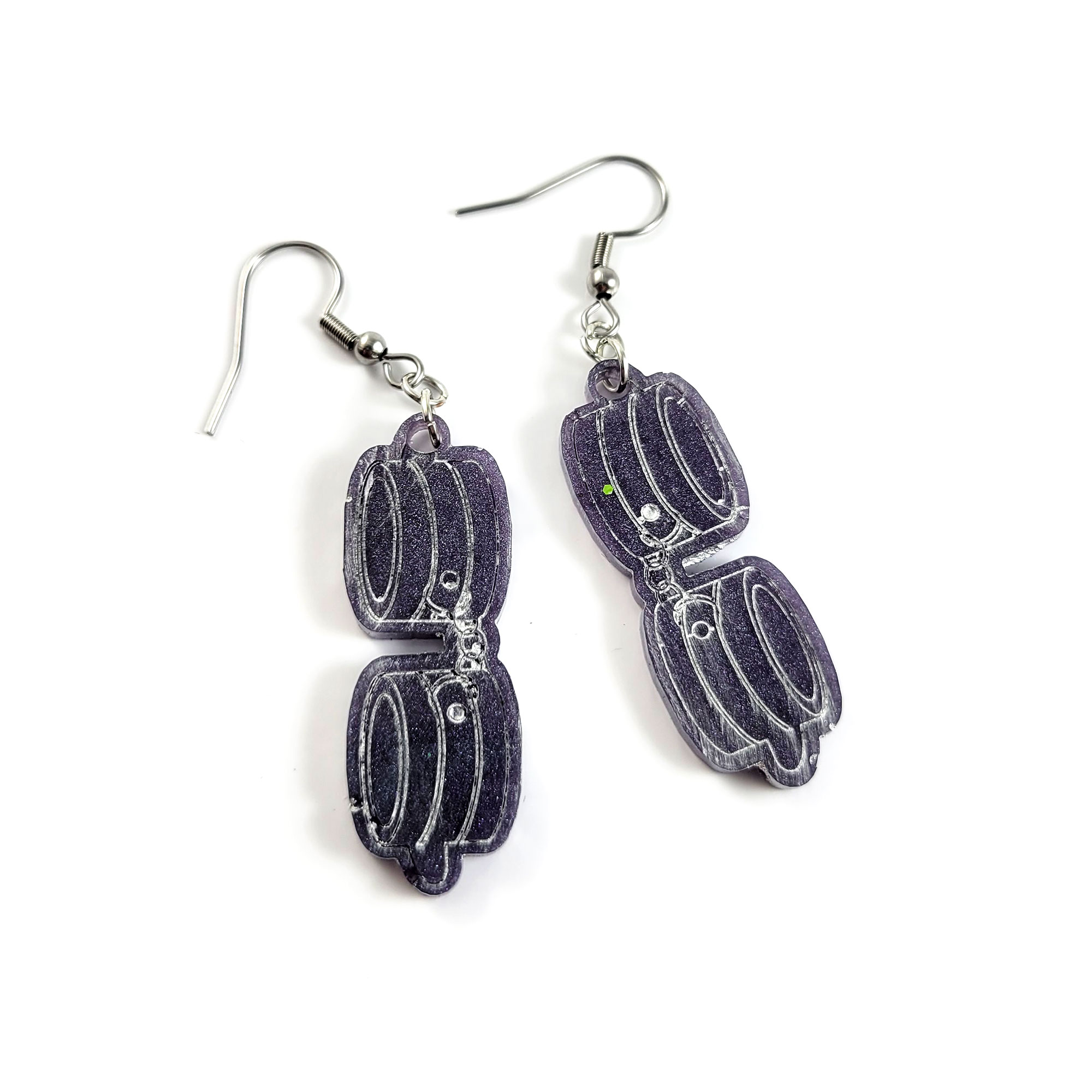 Purple Padded Restraints Earrings by Wilde Designs