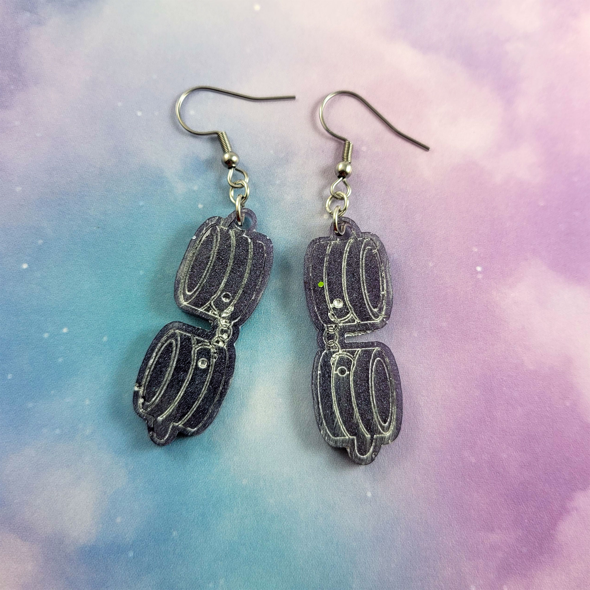 Purple Padded Restraints Earrings by Wilde Designs