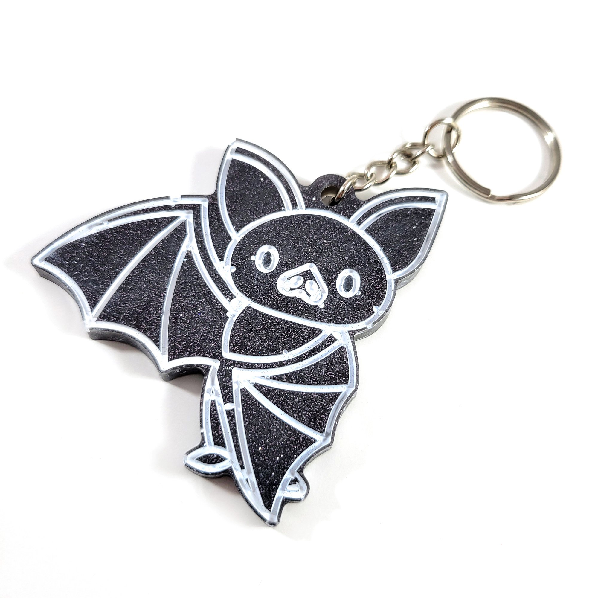 Gray Flying Baby Bat Keychain by Wilde Designs