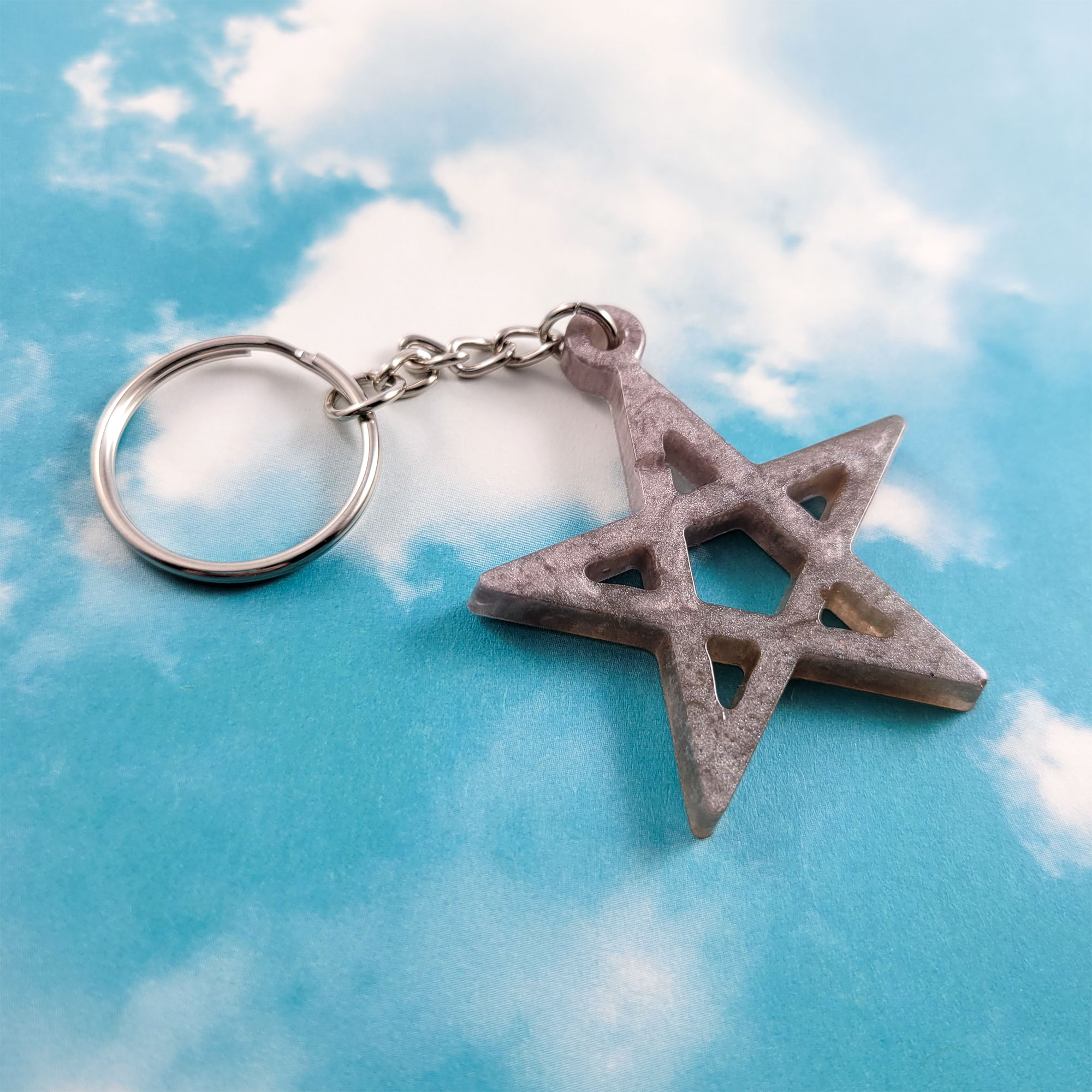 Gray Pentagram Keychain by Wilde Designs