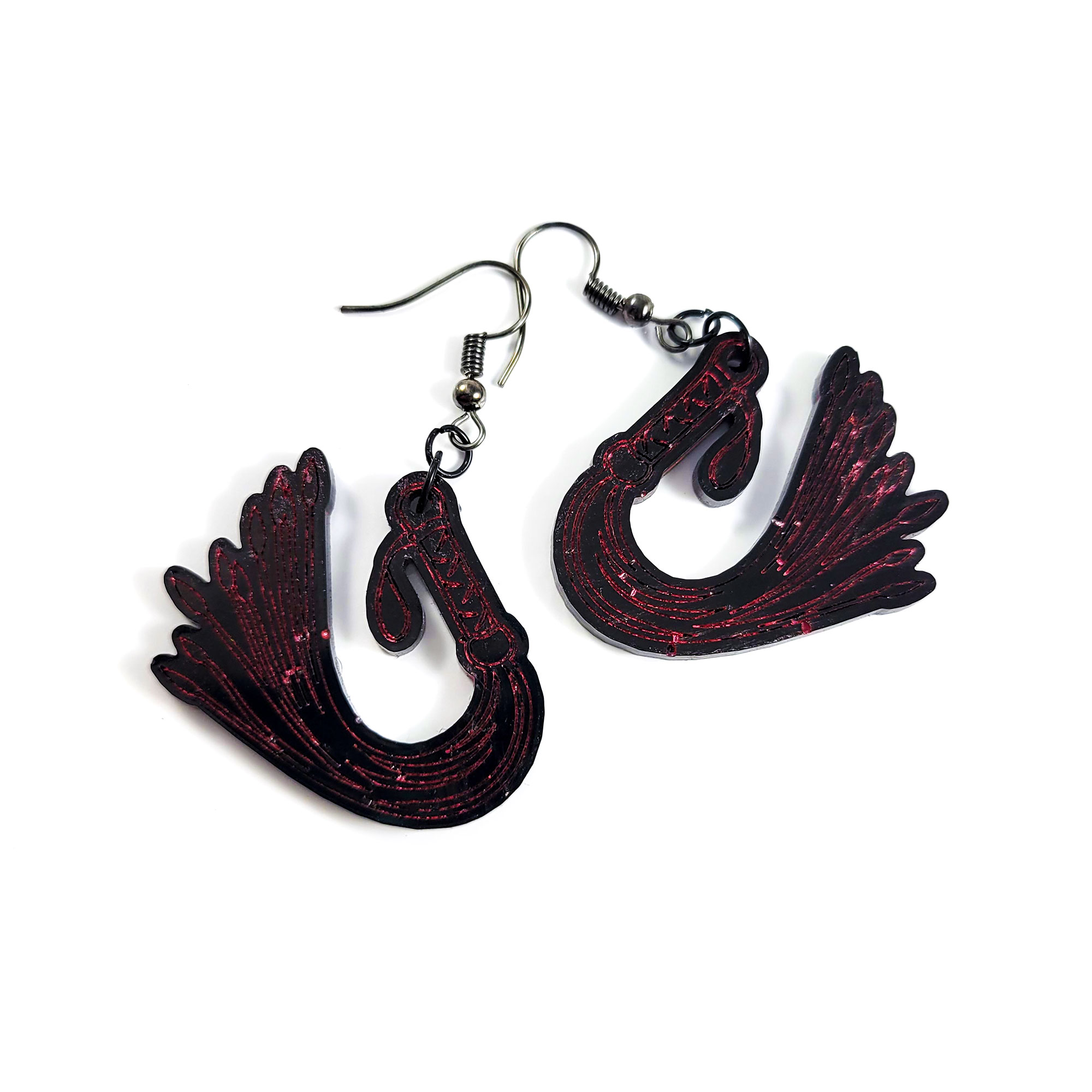 Black Flogger Earrings by Wilde Designs