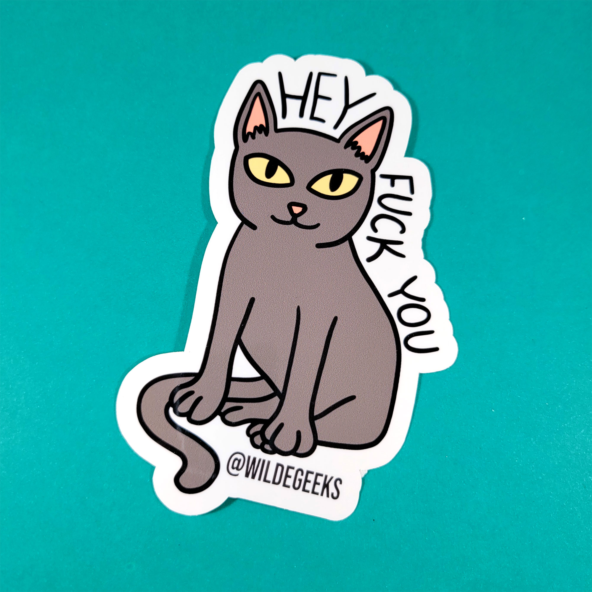 FU Kitty Cat Sticker by Wilde Designs