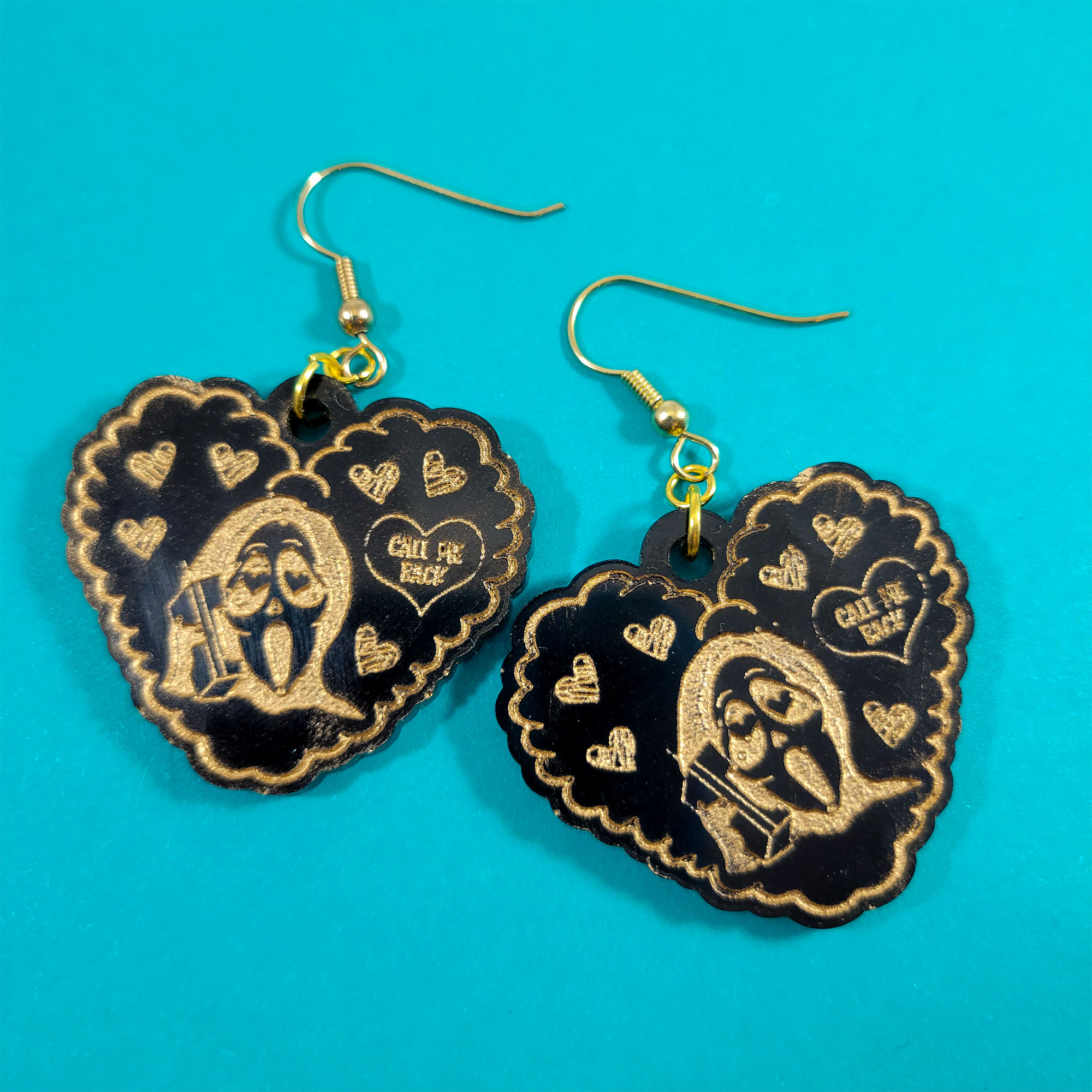 Black and Gold Call Me Ghost Earrings by Wilde Designs