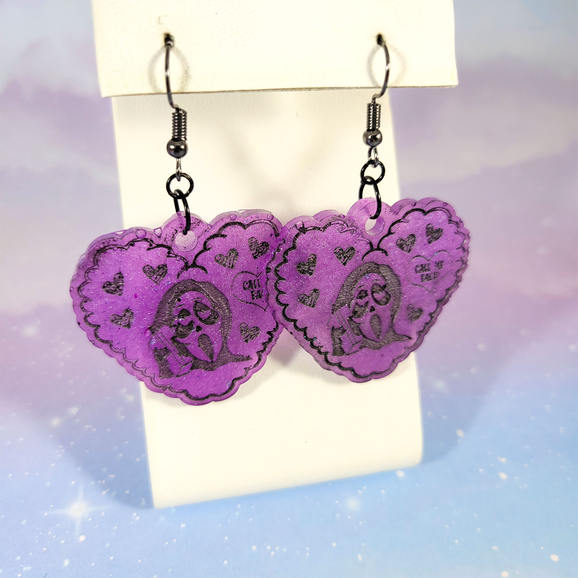 Purple Call Me Ghost Earrings by Wilde Designs