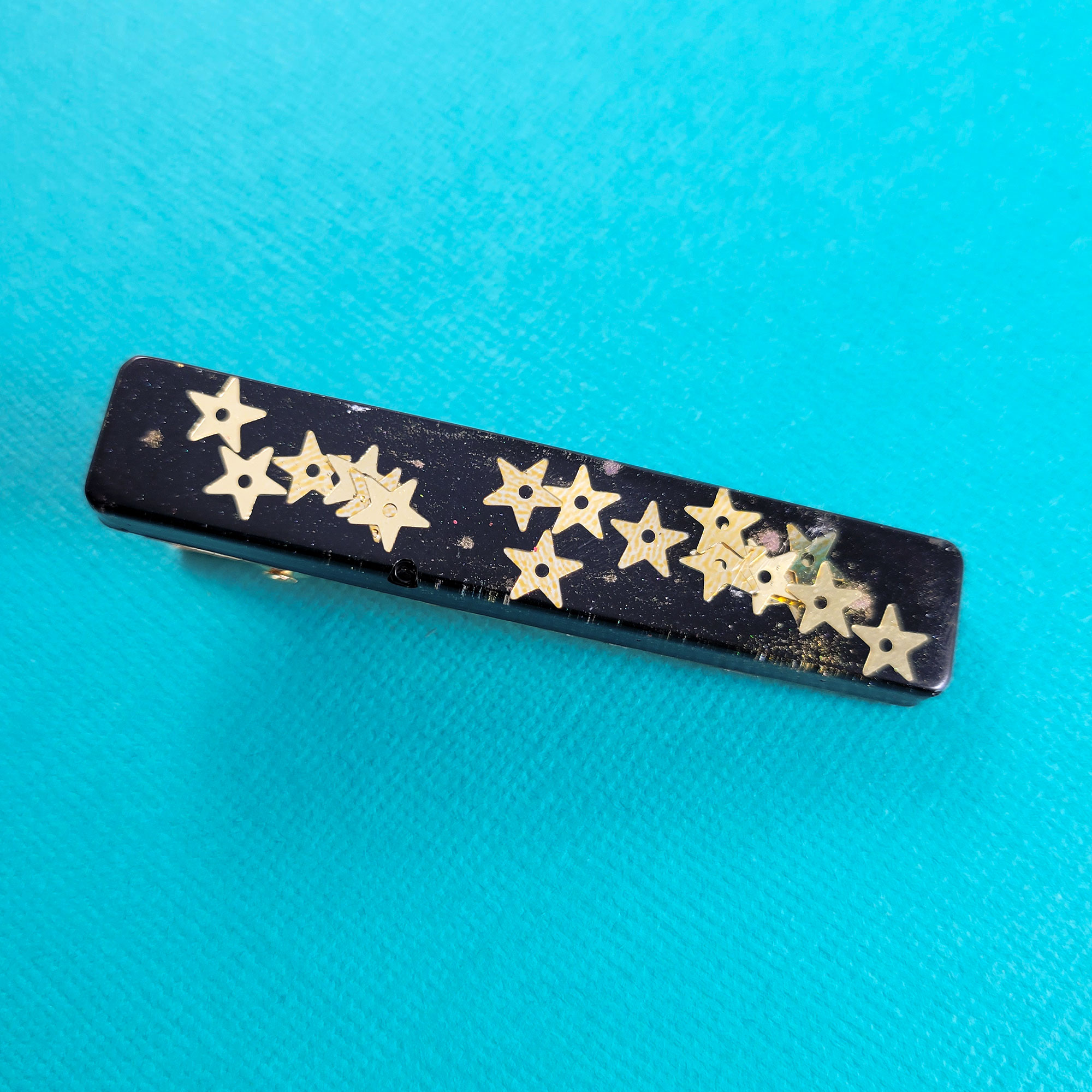 Black with Gold Stars Hair Clip by Wilde Designs