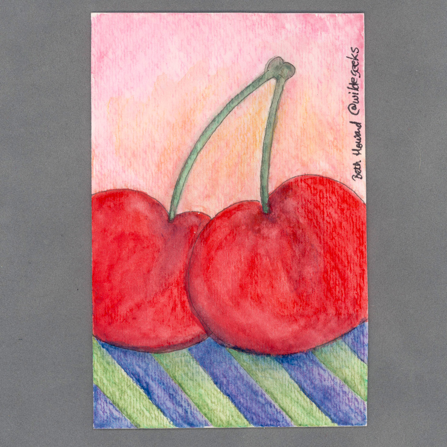 Cherry Bomb Watercolor Card by Wilde Designs