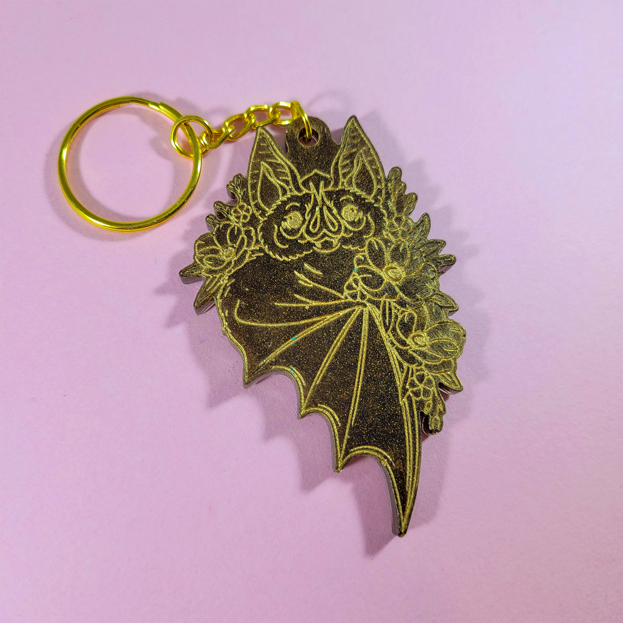 Floral Bat Keychains by Wilde Designs