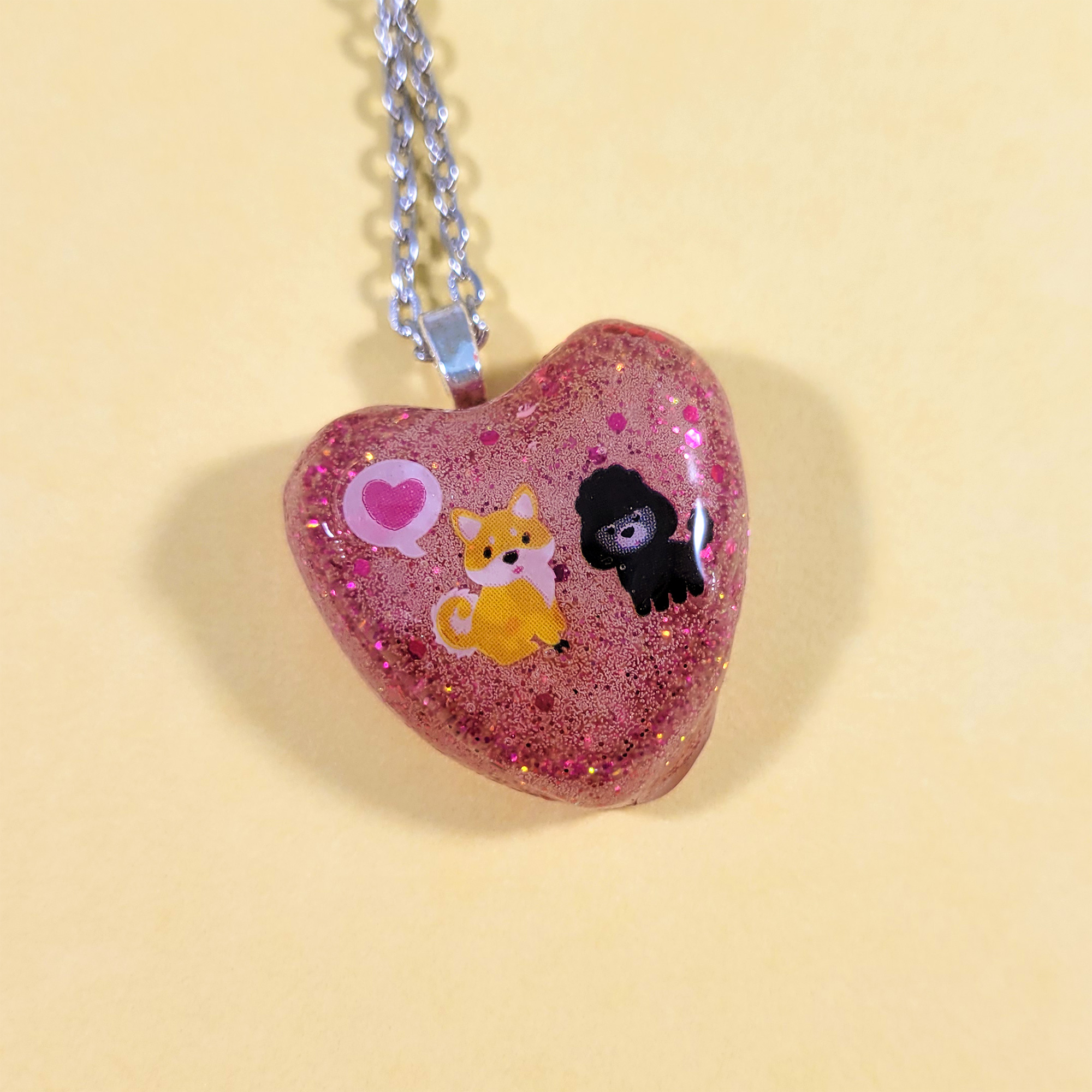 Puppy Love Adorable Animal Heart Necklace by Wilde Designs
