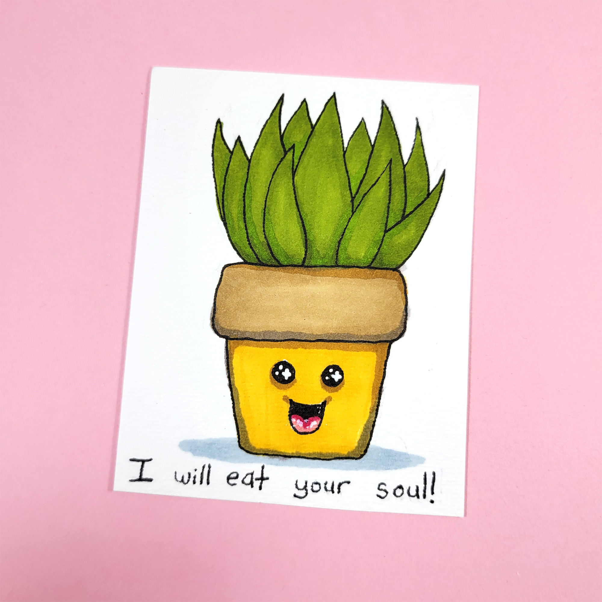 I Will Eat Your Soul Plant Art Card by Wilde Designs